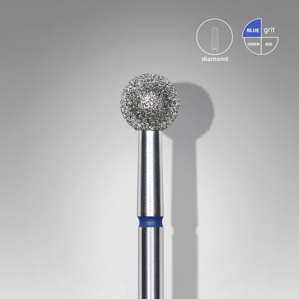 DIAMOND NAIL DRILL BIT, "ball", BLUE, 5mm