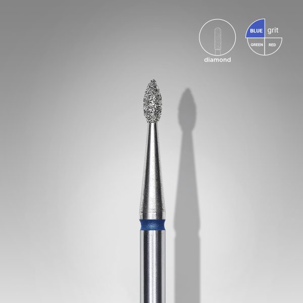 DIAMOND NAIL DRILL BIT, "drop", BLUE, 1.6mm/4mm