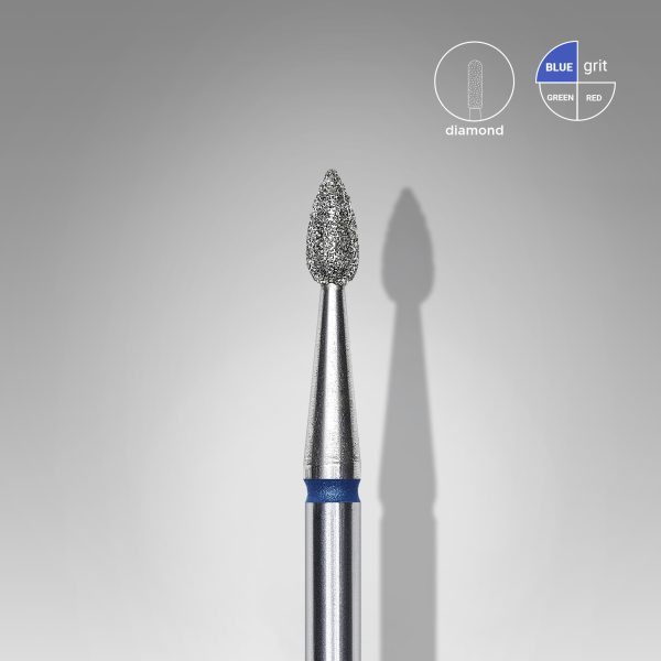 DIAMOND NAIL DRILL BIT, "drop", BLUE , 2.3mm/5mm