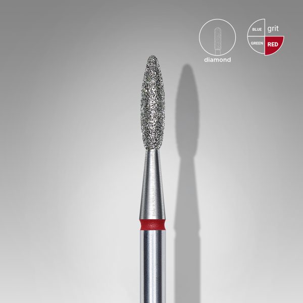 DIAMOND NAIL DRILL BIT, FLAME, RED, 2.1mm/8mm